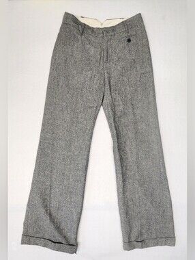 GAP Gray Wool Blend Wide-Leg Dress Pants Cuffed Office Work Trouser Slacks Sz 2